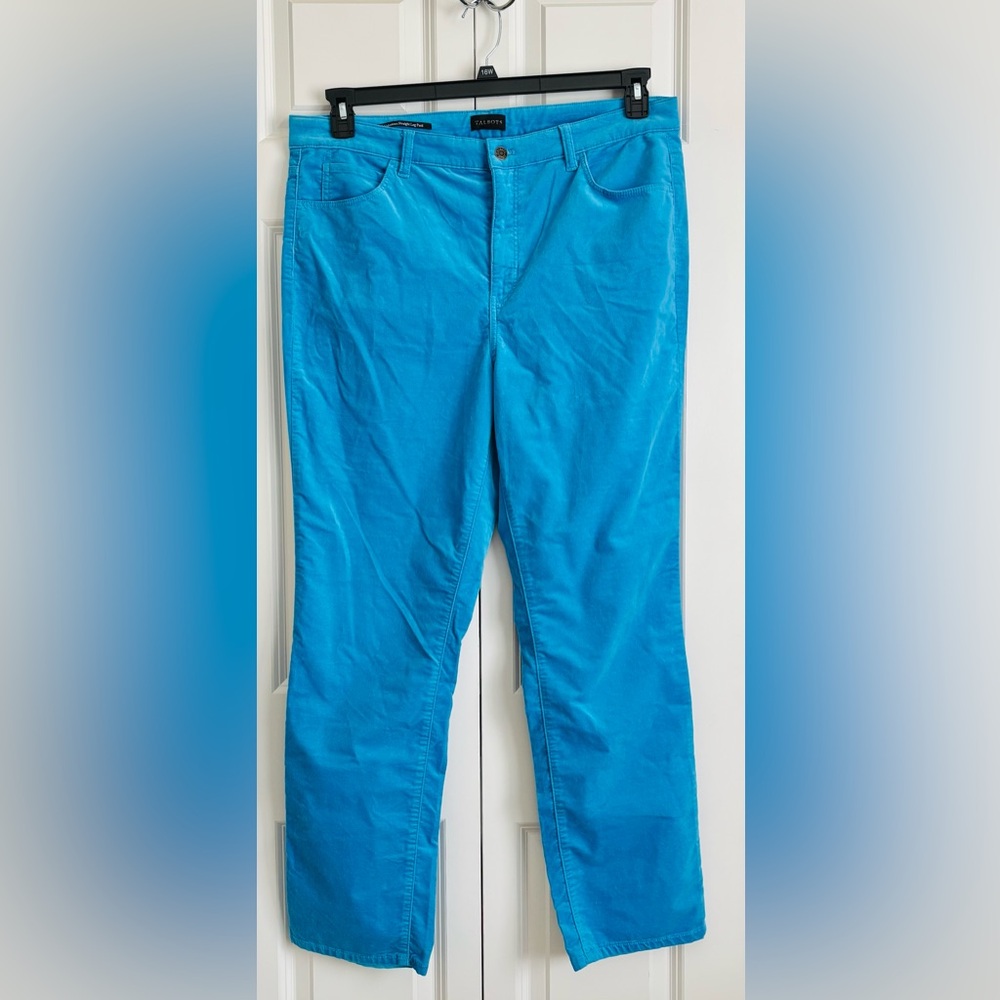 Bright Teal Blue Straight-Leg Pants